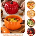 thumbnail image 4 of Pumpkin Soup Bowl, 64oz Ceramic Pumpkin Pot Microwave & Dishwasher Safe Pumpkin Casserole Dish with Lid, Dutch Oven Pot Stockpot Cookware for Home Thanksgiving Halloween Party, 4 of 9