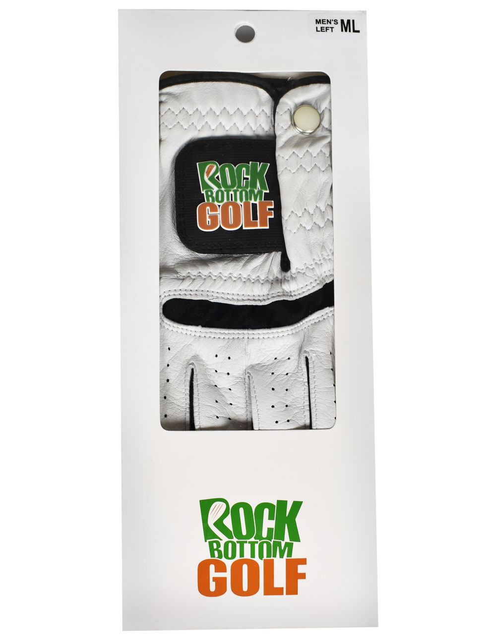 Rock Bottom Golf MLH Cabretta Leather Glove (5-Pack) White/Black Medium/Large