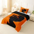 thumbnail image 2 of Castle Fairy Black Girl Twin Comforter Sets 2pcs,Orange Black Bedding Set,Grey Reversible,1 Comforter and 1 Pillowcase, 2 of 6