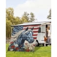 thumbnail image 4 of 4th of July RV Awning Sun Shade Screen 9'X7' Patriotic Horse Mesh Sunscreen Vintage American Flag Flowers Awning Shade Screen with Zipper UV Blocker Completed Kits for RV Motorhome Camper, 4 of 7