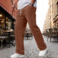 thumbnail image 2 of Yifymode Mens Corduroy Casual Pants Fashion Loose Fit Wide Leg Pants Straight Sweatpants Elastic Waist Drawstring,Brown XL, 2 of 6