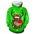 thumbnail image 2 of Toddler Girls Long Sleeve Hooded Sweatshirt Christmas Festive Reindeer Print Pullover Hoodie Sweatshirt Size 3-4T , Green, 2 of 4
