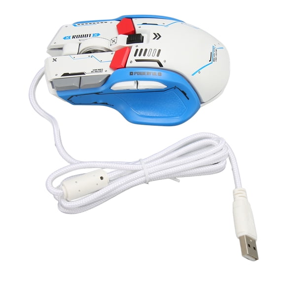 Wired Mouse, White RGB Light Wide Compatibility Mouse 6 Adjustable DPI for 10