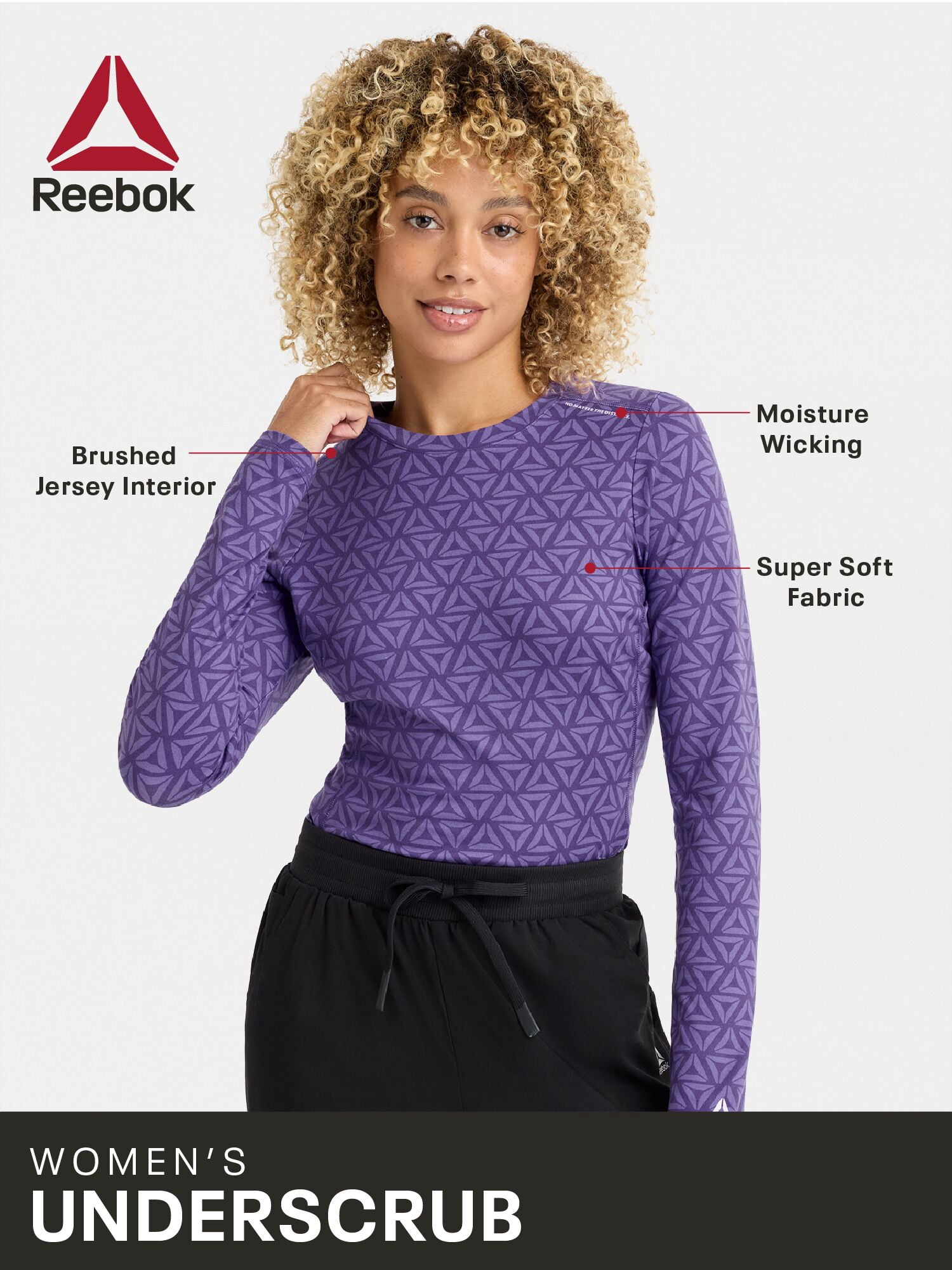 Reebok Women's Under Scrub Top with Moisture Wicking, 1 Pack Sizes S-3XL