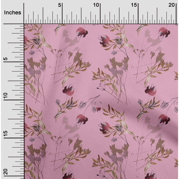 oneOone Cotton Poplin Light Pink Fabric Flower & Leaves Watercolor Diy Clothing Quilting Fabric Print Fabric By Yard 42 Inch Wide