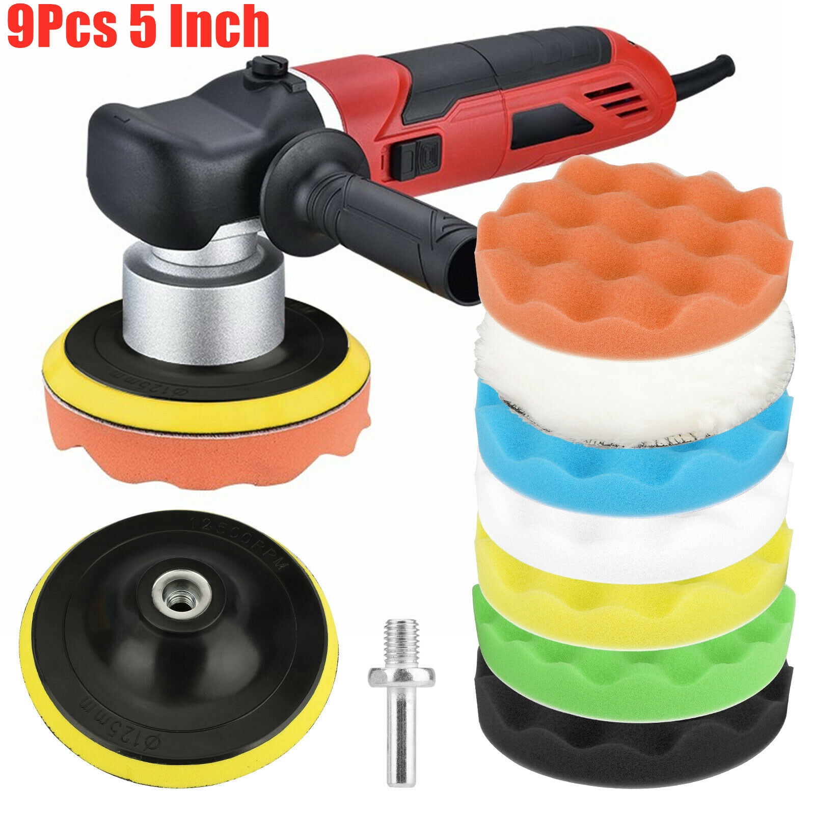 Compound Buffing Pads for Drill Polisher Attachment Polishing Pads for Car Polisher 125mm/5 inch Polishing Pads for Drill Sponge Waxing Buffing Pads Kit Auto Car Scratch Cleaning Accessories 5 PCS