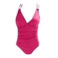 thumbnail image 4 of AOMPMSDX Women 1 Piece Swimwear Sexy Swimsuit Push Up High Waisted Bathing Suit Training Swimwear Bathing Sport Control Swimsuit Swimwear Hot Pink XXL, 4 of 4