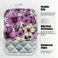 thumbnail image 3 of 4 Pack Pot Holders,Kitchen Essential, Potholder Set,Purple And Cream Flower Pattern, 3 of 6
