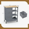 thumbnail image 3 of Gymax Rolling Kitchen Island Utility Storage Cart w/ 3 Storage Drawers & Shelves Grey, 3 of 10