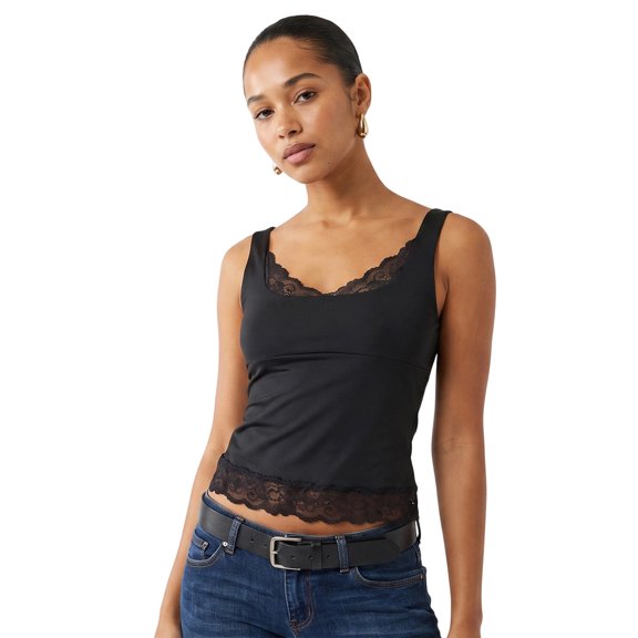LMLYSoH Women Summer Tank Tops Lace Trim Stylish Slim Fit V Neck Sleeveless Vest