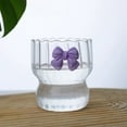 thumbnail image 4 of Ribbed Glass Cups, 10 Oz Vintage Drinking Glassware with Bow, Bubble Cups for Iced Coffee, Juice, Beverage, Milk, Cocktails, Juice , Bubble Tea, 4 of 9
