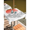 thumbnail image 2 of Outdoor Tablecloth with Umbrella Hole for Patio/Picnic/Party/Camping, Orange Ombre Sun Rise Waterproof Table Cloth Square Cover Washable, Ocean Waves Coastal Abstract Art (60"x 60"), 2 of 8