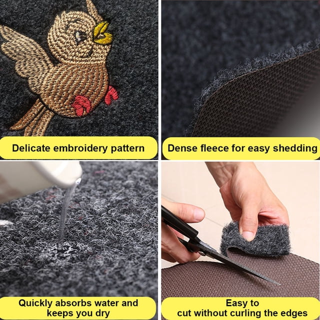 maskred Dirt Trapper Doormat For Cleanliness Non- for Slip Non-Slide Door Mat Polyester Entrance Mats Wide Range Of Uses bird gray base 1Set