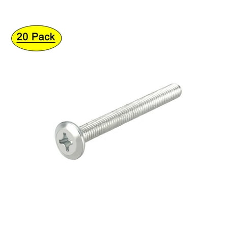 

M6x55mm Phillips Head Machine Screws Zinc Plated Cross Screw Leather Fasteners Bolts Full Thread Carbon Steel 20Pcs