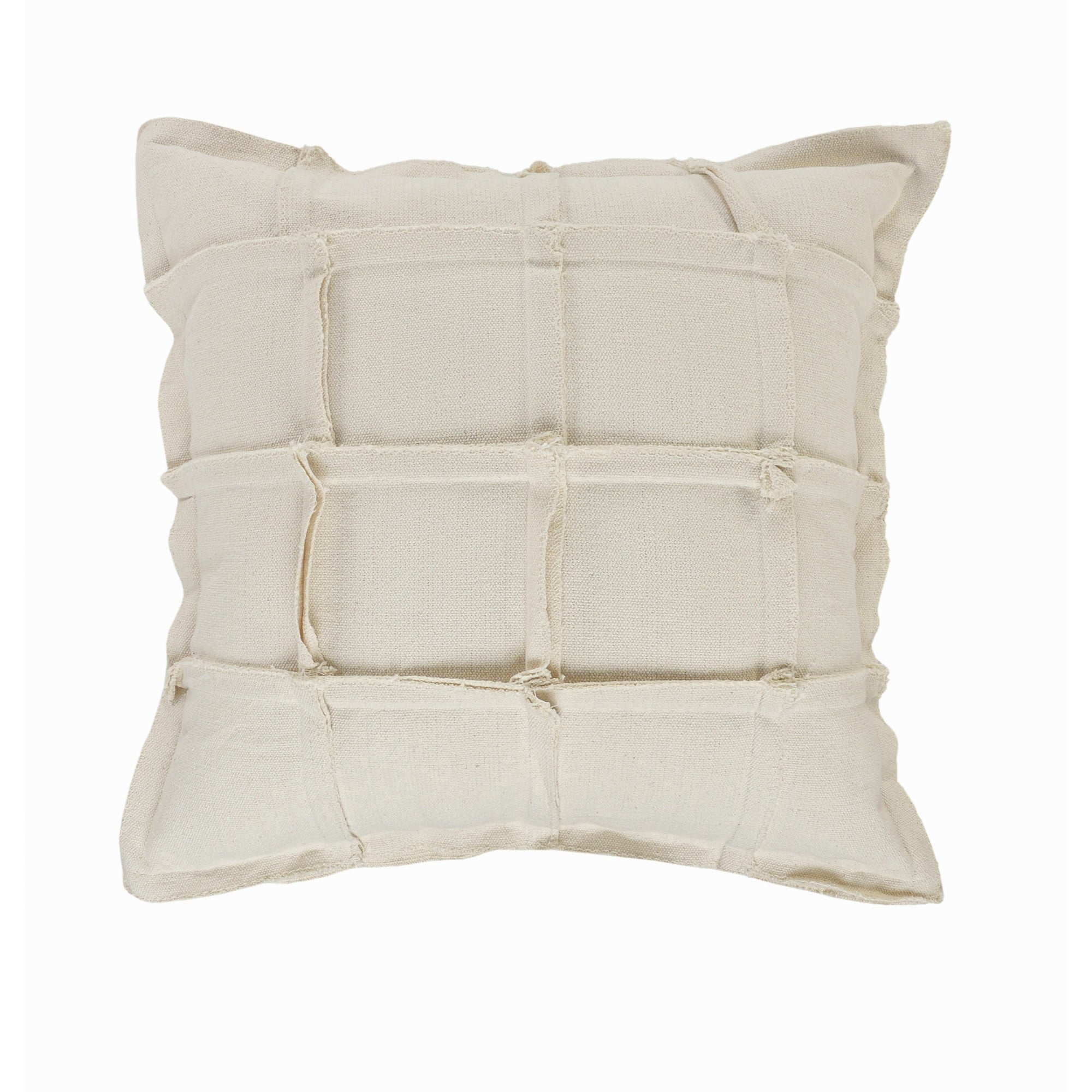 Laddha Home Designs Handwoven Over Tufted Grid Cotton Throw Pillow Cover - 20" - Cream