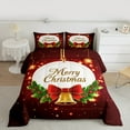 thumbnail image 2 of jejeloiu Merry Christmas Bedding Comforter Set,Red Bowtie Gold Bell Twin Comforter Sets,Xmas Berry Bedding Set For Girls,Super Cozy Room Decor Reversible,2-Piece, 2 of 8