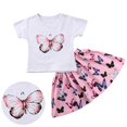 thumbnail image 3 of Butterfly Robe pour Bébé Filles Ensemble T-shirt + Jupes Vêtements 1-6 Ans, 3 of 5