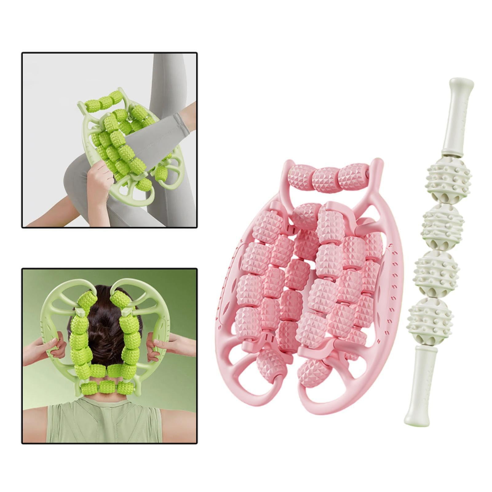 harayaa 2Pcs Muscle Relax Roller Foam Massage Rollers for Calf Elbow Hands Pink