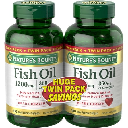 Nature's Bounty Fish Oil Omega-3 Softgels, 1200 Mg, 180 Ct, 2 (Nature's Best Omega 3 Fish Oil)