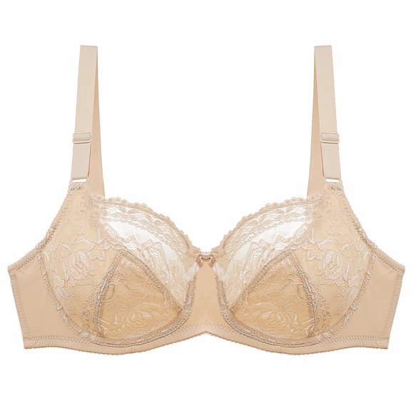 CLOISE Bras for Women Plus Size Bras Underwire Push up Stretch Cami Bras with Adjustable Straps Large Bust Bras with Support and Lift Lace Bras Everyday Bras Comfort Sleep Bras Beige XL