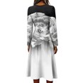 thumbnail image 5 of BOMYJESK Summer Dresses for Women Sexy V Neck Lightweight Breathable a Line Dress Ruched Flowy Pleated Formal Office Dress Gray S, 5 of 5