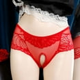 thumbnail image 6 of Miluxas Plus Size Lace Boyshorts Panty Low Rise Hipster Panties Underwear for Women Crotchless Red XXL, 6 of 8
