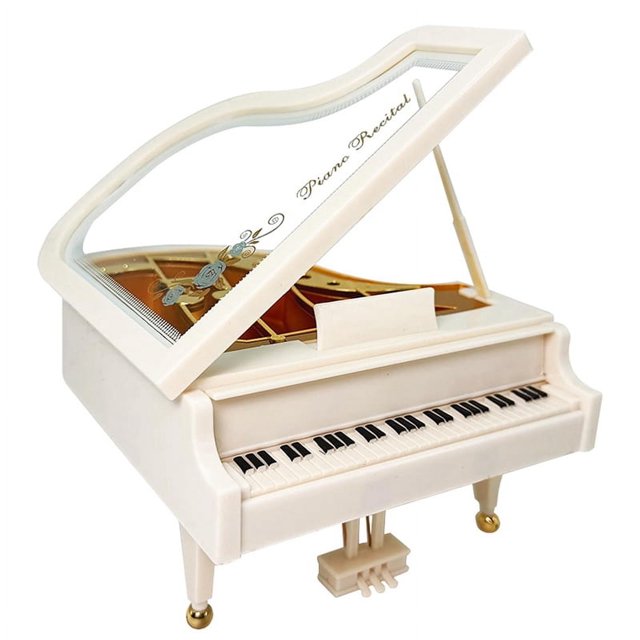 Caja de música de piano, cajas musicales mecánicas de relojería blancas, caja de música clásica para cumpleaños o decoración de escritorio
