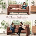 thumbnail image 7 of YODOLLA 68" Loveseat Sofa Couch for living room leather couch with Soft Cushions & Thick Armrests in Brown, 7 of 7