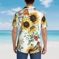thumbnail image 4 of Kll Men'S Hawaiian Shirt Short Sleeve Button Down Beach Shirts-Sunflowers Leaves And Birds, 4 of 7