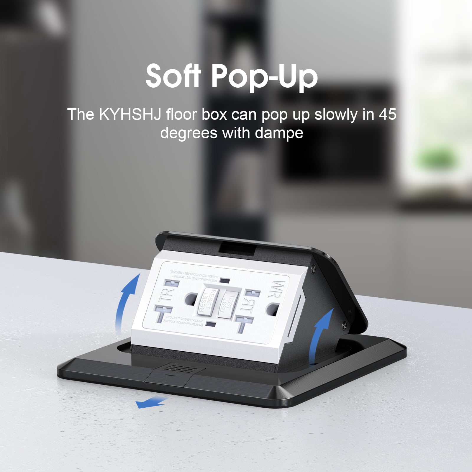 KYHSHJ Pop Up Floor Electrical Outlet with 20 Amp Stainless Steel GFCI Tamper Receptacle Outlet,Black
