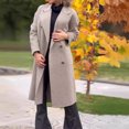 thumbnail image 5 of Women's Woolen Coat Autumn Winter Double-breasted Lapel Overcoat Loose-fit Solid Color Warm Long Coat for Office Daily Wear, 5 of 7