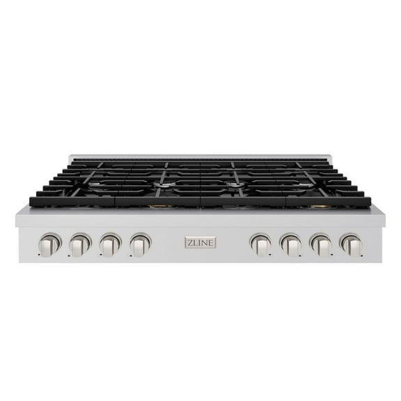 ZLINE Paramount 48" Gas Rangetop with 8 Burners, Cast Iron Griddle and Porcelain Cooktop in Stainless Steel, SRT48
