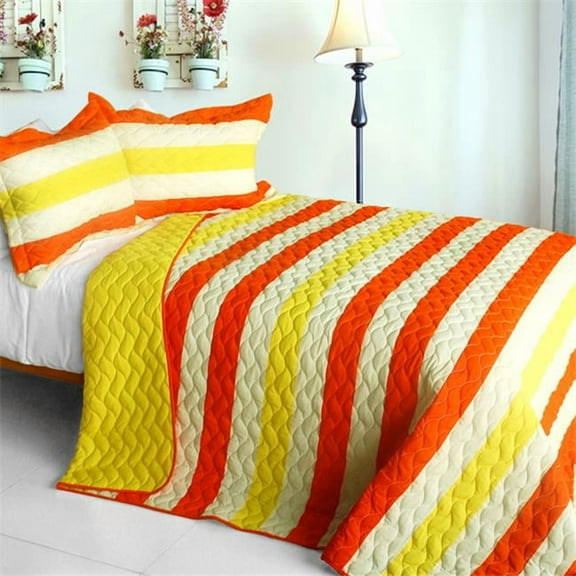 Love is All Around - 3 Pieces Patchwork Quilt Set  Full & Queen Size - Yellow