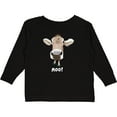 thumbnail image 3 of Inktastic Moo Cute Brown Holstein Cow Boys or Girls Long Sleeve Toddler T-Shirt, 3 of 5