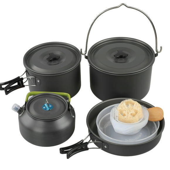 Outdoor Portable Camping Cookware Set Hiking Pans Pot Mess Kit