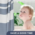 thumbnail image 3 of Shower Curtain, Striped Blue Cloth Shower Curtain Sets with 12 Shower Curtain Hooks, Rustic Fabric Blue and White Shower Curtain, Washable Farmhouse Bathroom Shower Curtain, 72x72 Inches, 3 of 6