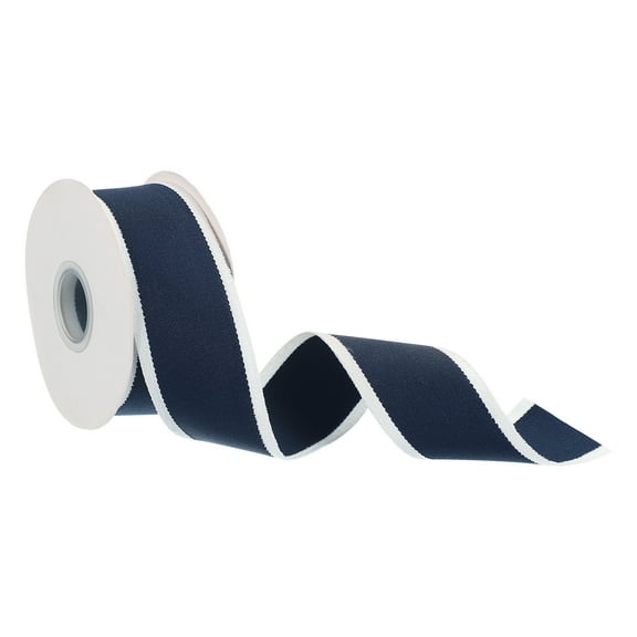 Uxcell 9.8 Yards x 1.5" Christmas Striped Ribbon, Candy Ribbon Roll Fabric Wrapping Ribbon for Craft Wreath, Navy Blue