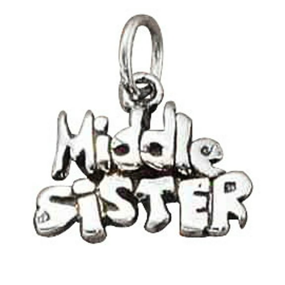 Sterling Silver 16" .8mm Box Chain 3D MIDDLE SISTER Pendant Necklace