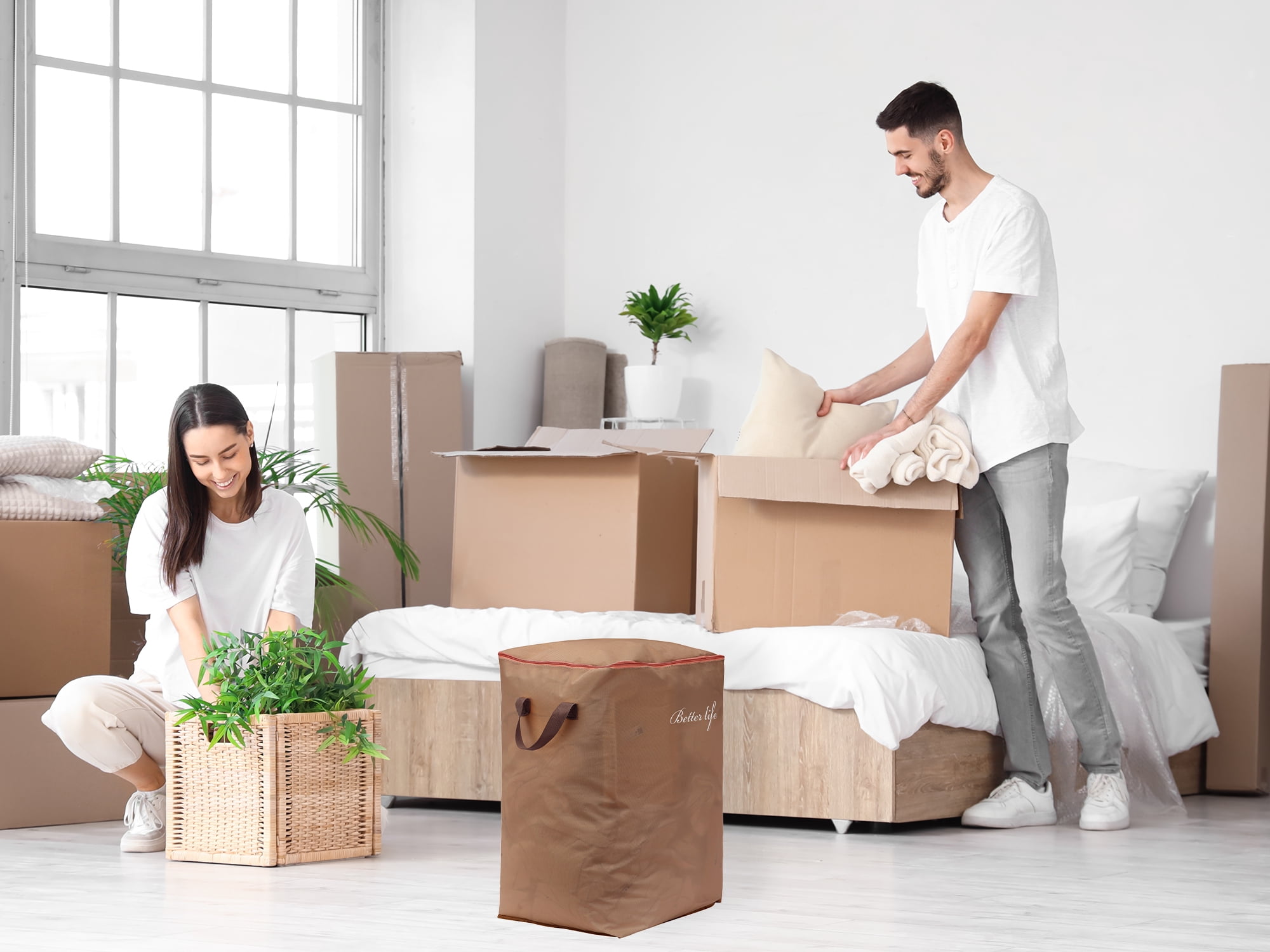 Unique Bargains 1 Pack Clothes Storage Bags Moving Bags Coffee 55*20*28in