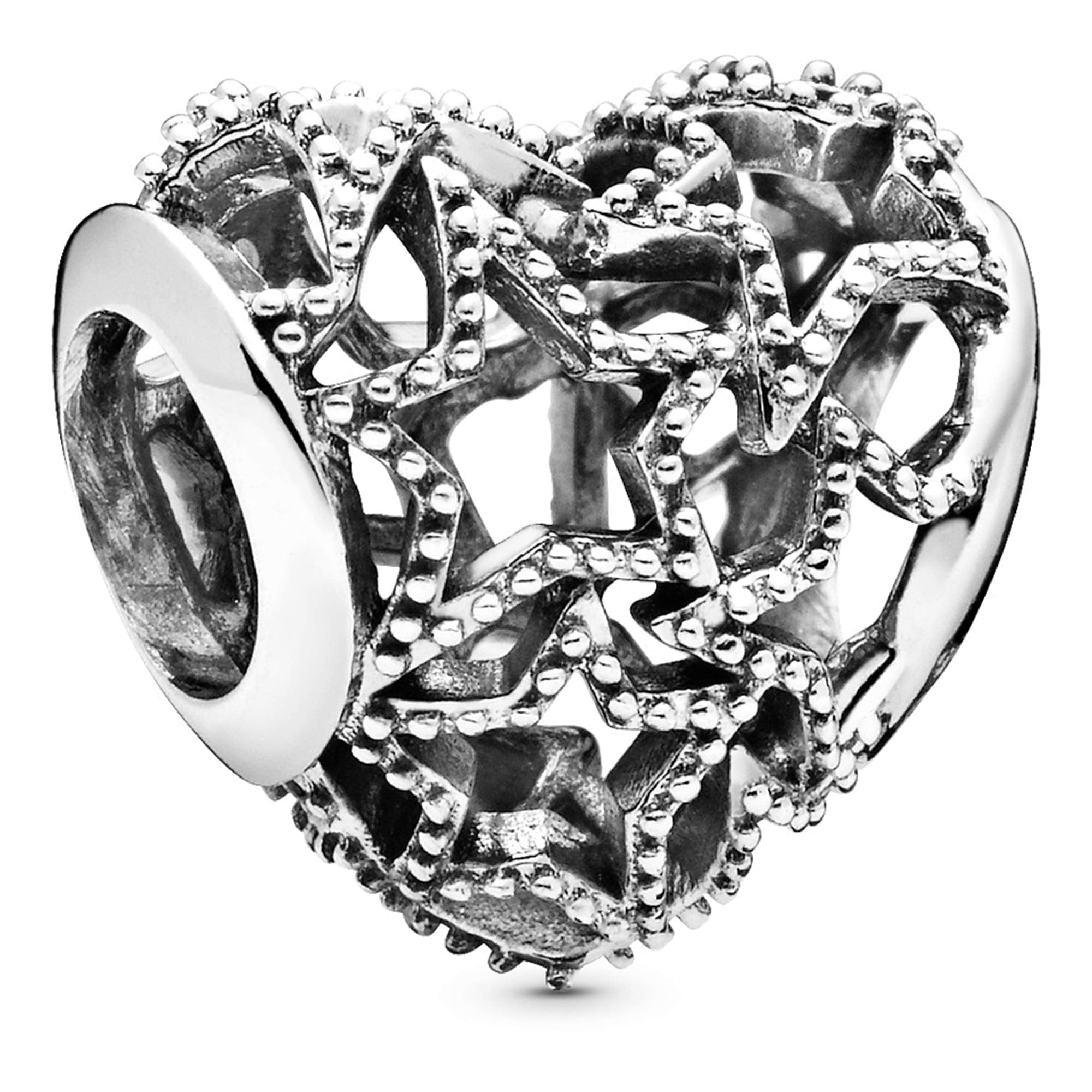 PANDORA Openwork Heart and Beaded Stars Charm - 798462C00