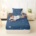 thumbnail image 3 of Manfei Twinkling Stars Print Fitted Sheet Full,Galaxy Theme Bed Set,Blue White,3pcs, 3 of 6