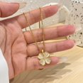 thumbnail image 1 of Four-leaf clover necklace, gold collarbone chain, 1 of 4