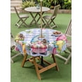 thumbnail image 3 of Outdoor Tablecloth with Umbrella Hole and Zipper, Easter Round Table Cloth 54 Inch Waterproof Tablecloth, Watercolor Gnomes Eggs Flowers Butterflies Purple Plaid Picnic Table Cover for Patio Camping, 3 of 7