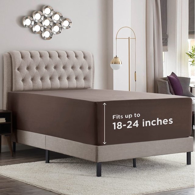 Empyrean Bedding Sábana Bajera Ajustable California King Con Bolsillo Extra Profundo, Solo Bolsillo Profundo, Se Adapta A Sábana Bajera Ajustable De Microfibra Suave De 18 A 24 Pulgadas, 110 G/M² Con