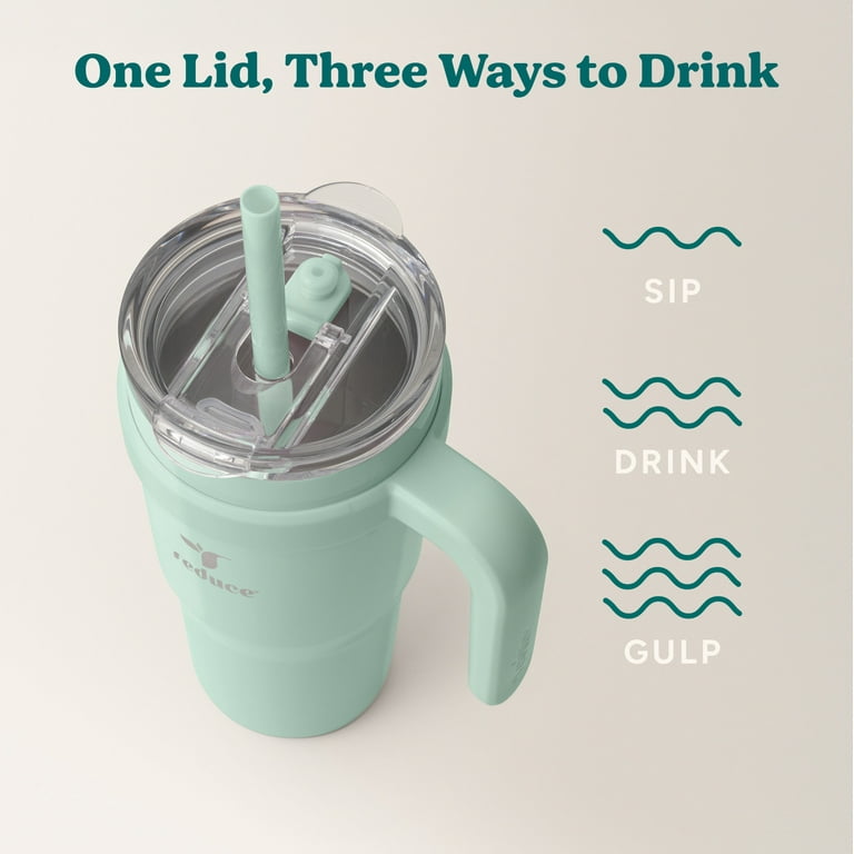 Free Shipping! Reduce 24oz Cold Insulated Stainless Steel Tumbler with  Straw Lid Handle Sea Glass - Walmart.com