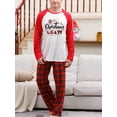 thumbnail image 2 of Christmas Family Pajamas Matching Set, Long Sleeve Letters Print T-shirt with Plaid Pants Sleepwear Loungewear, 2 of 3