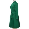 thumbnail image 4 of Afinprain Womens Long Sleeve Clergy Dress with Tab Collar and Belted A-Line Church Dress, 4 of 6