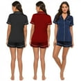 thumbnail image 5 of Greyghost 2 Pcs/set Pyjamas à Manches Courtes pour Femmes Costume de Service à Domicile Décontracté Couleur Unie Vêtements de Maison Rouge m, 5 of 5