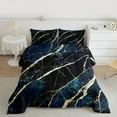 thumbnail image 2 of Homewish Marble Texture Road Bedding Comforter Set,Modern Fluid Art Twin Comforter Sets,Gold Black Blue Bedding Set For Girl,Microfiber Room Decoration Reversible,2-Piece, 2 of 8
