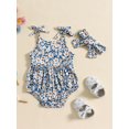 thumbnail image 2 of Biezeib Baby Girl 2Pcs Summer Outfits Sleeveless Tie Strap Fruit/Floral Print Romper with Headband Set Newborn Clothes, 2 of 6